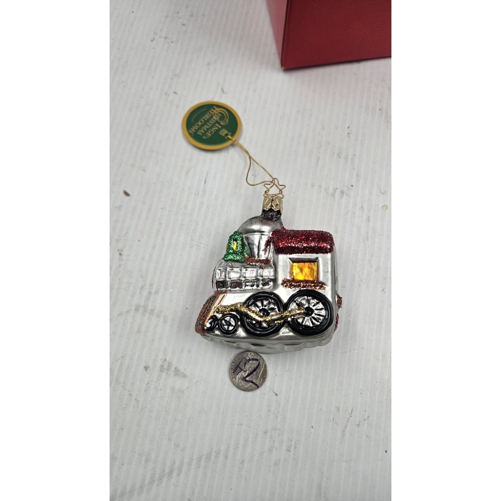 Santa' shiny Steam Engine Ornament by Inge Glas of Germany